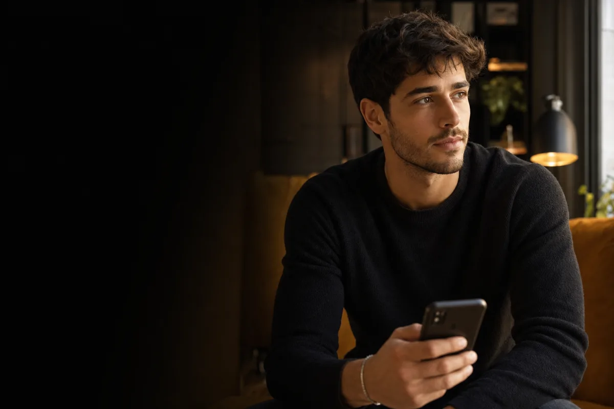 Hinge profile diagnosis cover image showing a man reviewing dating app profile results on a phone